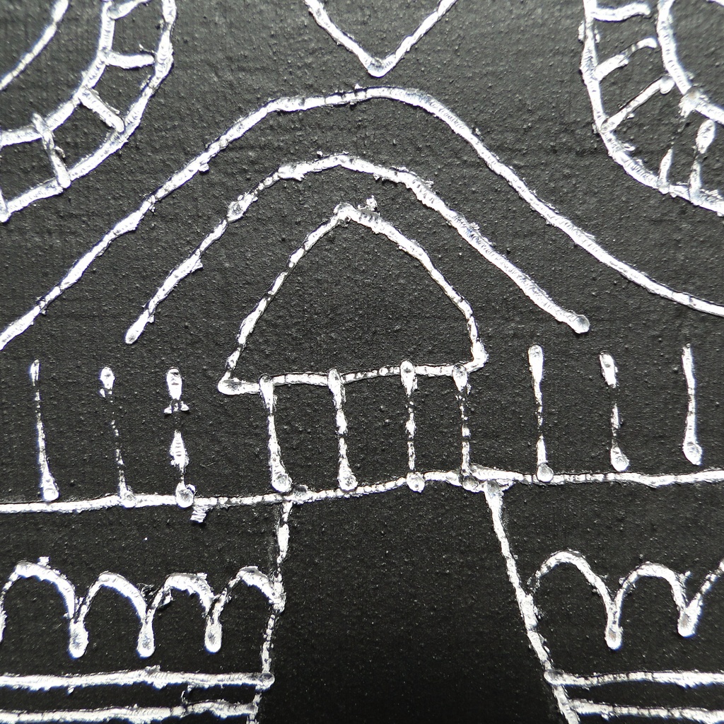 遮光器土偶のウッドバーニングアート 原画 絵画 木工 木雑貨 壁飾り