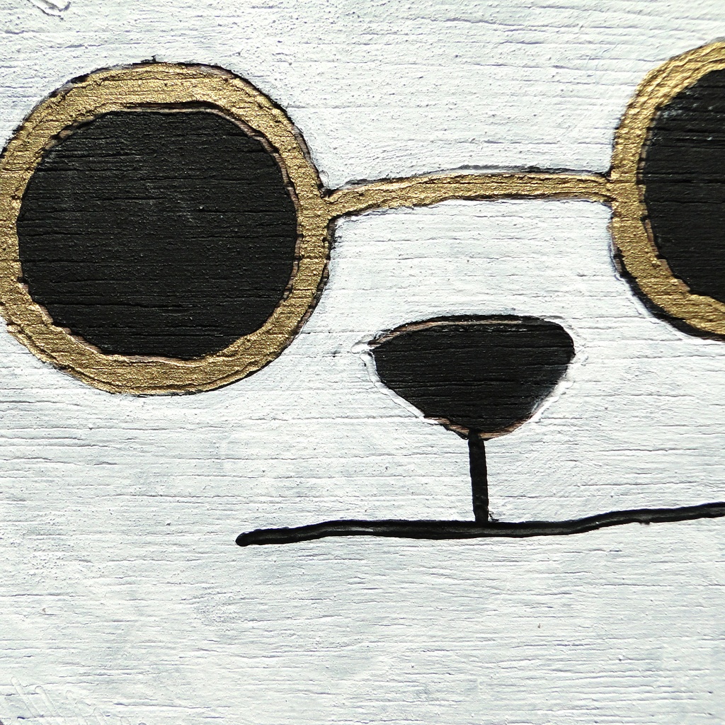 サングラスとネズミのウッドバーニングアート 原画 絵画 動物の絵 木工 木雑貨 壁飾り アナログイラスト アクリル画