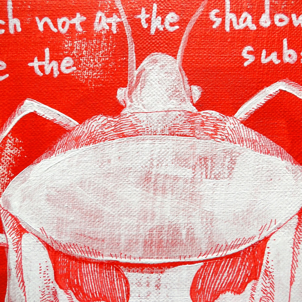 標本図風の昆虫の絵画 アート 原画 キャンバス画 理科 一点もの 昆虫画 ペン画