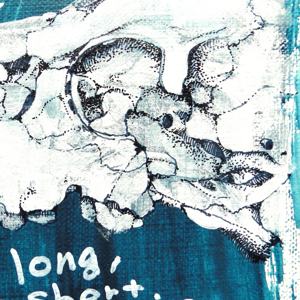 標本図風の鹿の骨の絵画 アート 原画 キャンバス画 科学 理科 サイエンス ペン画 アクリル画