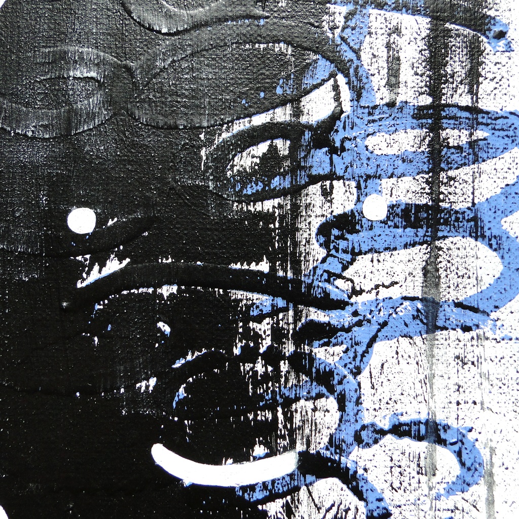 暗闇の中のグラフィティアート 原画 絵画 キャンバス画 人物画 モノクロ