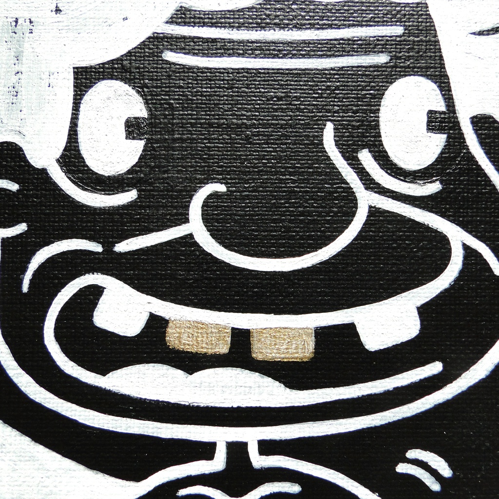 乾布摩擦おばばのグラフィティアート 原画 絵画 キャンバス画 人物画 モノクロ