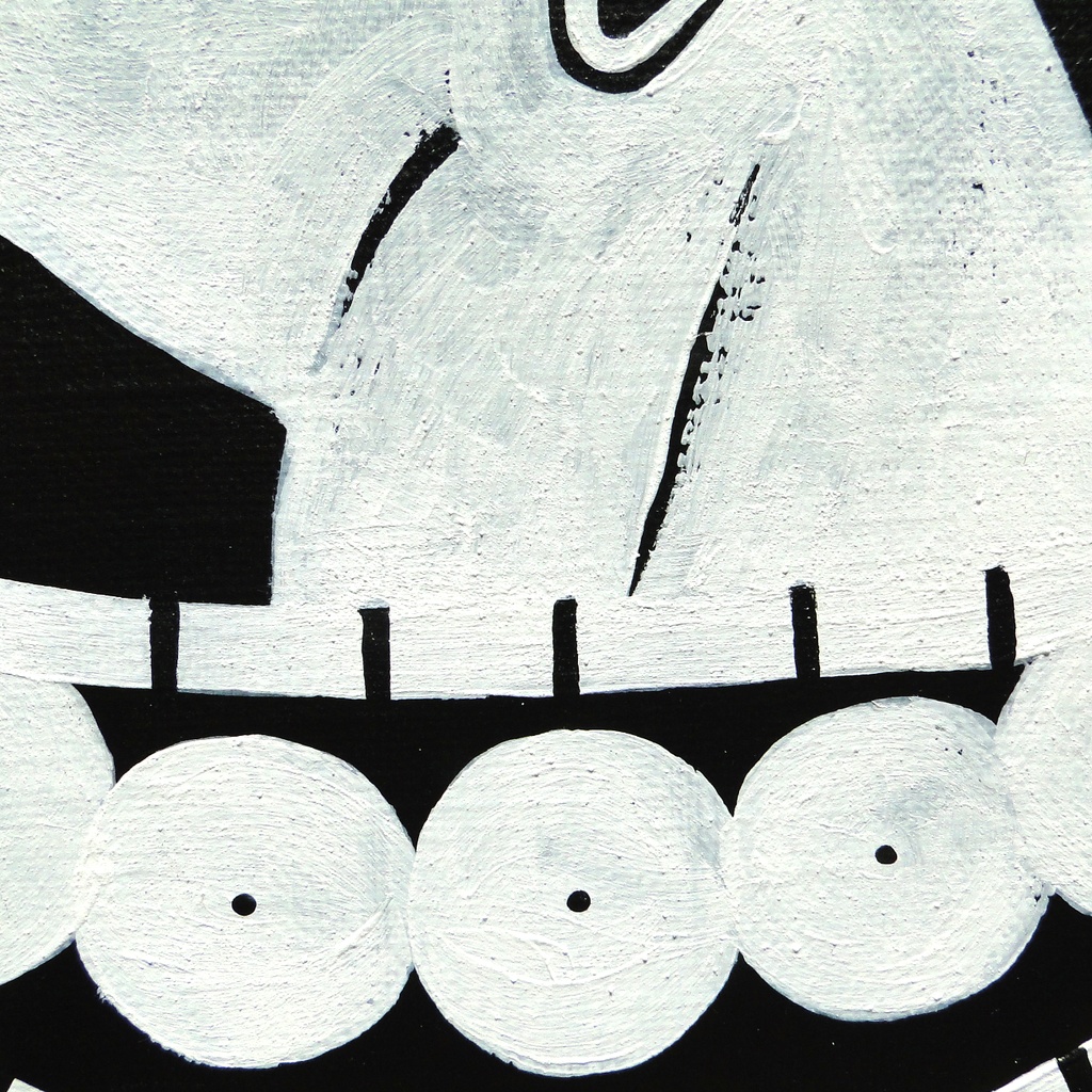 キャタピラおばばのグラフィティアート 原画 絵画 キャンバス画 人物画 モノクロ