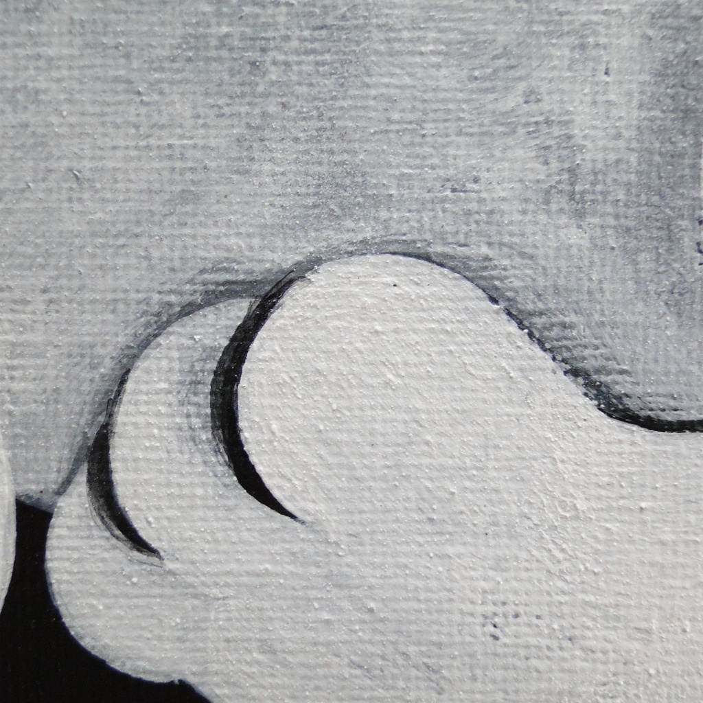 舌長の猫のグラフィティアート 原画 絵画 キャンバス画 モンスター 動物の絵 モノクロ