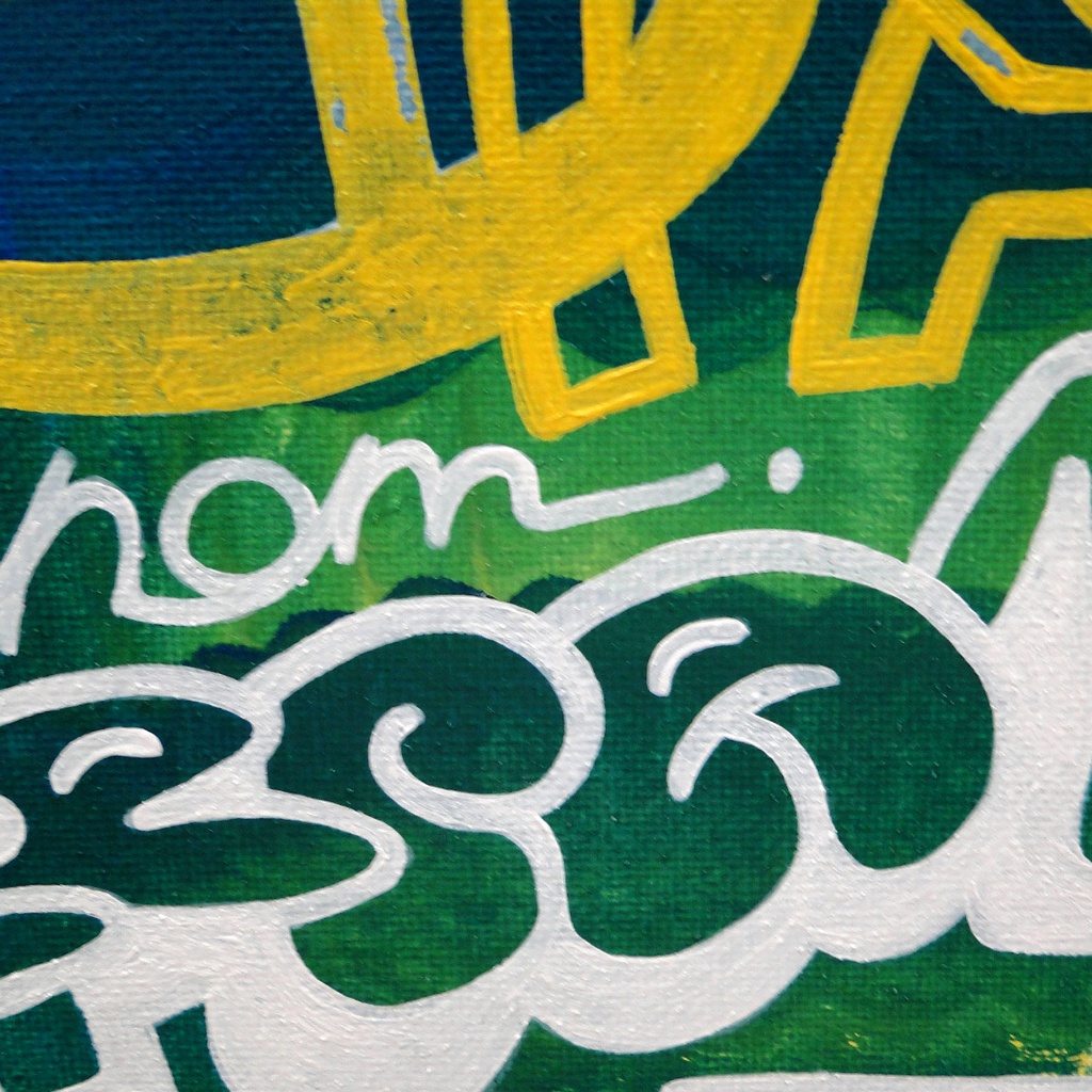 緑色のグラフィティアート 原画 絵画 キャンバス画 アルファベット 一点もの アクリル画