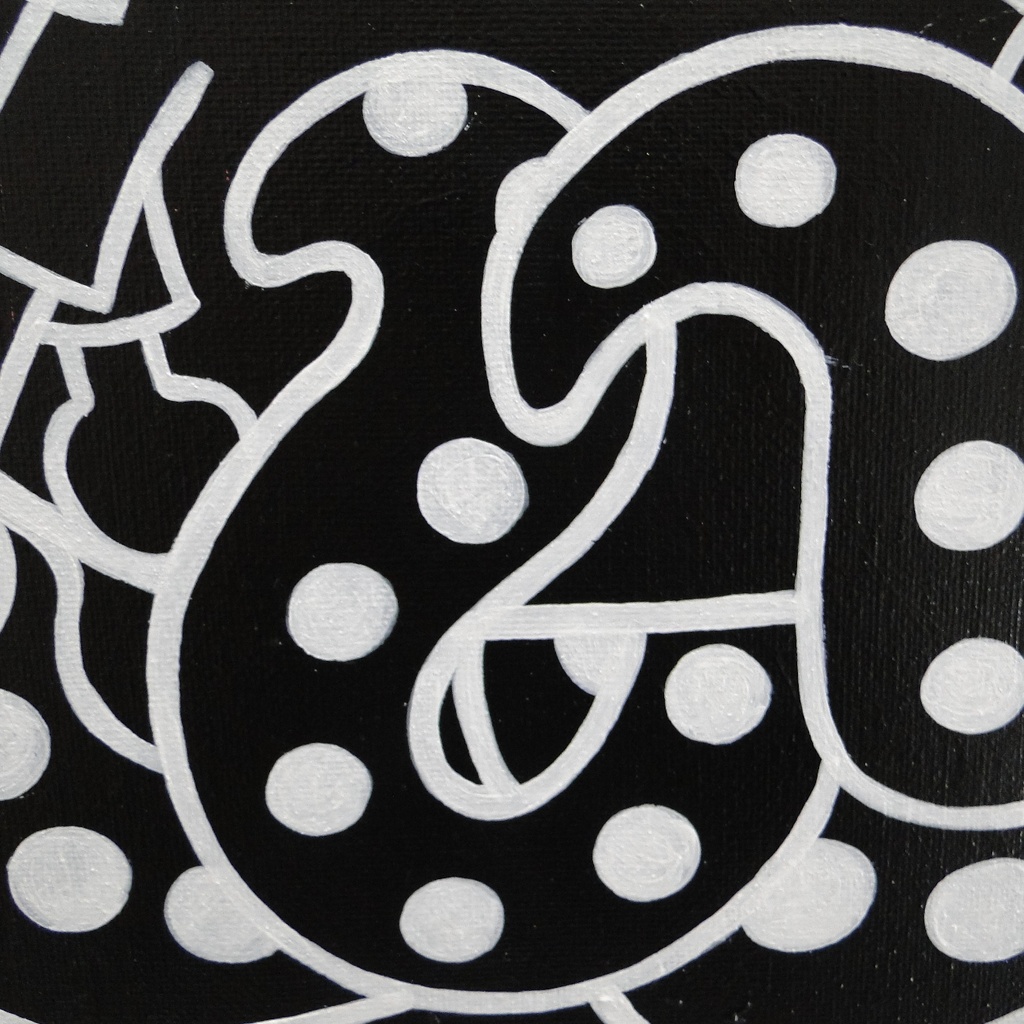 タコとクマのグラフィティアート 原画 絵画 キャンバス画 モンスター モノクロ 一点もの