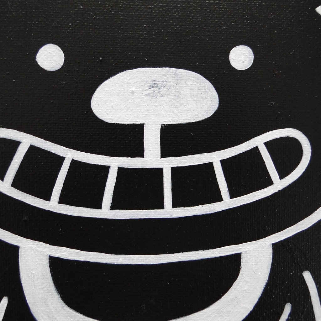 タコとクマのグラフィティアート 原画 絵画 キャンバス画 モンスター モノクロ 一点もの