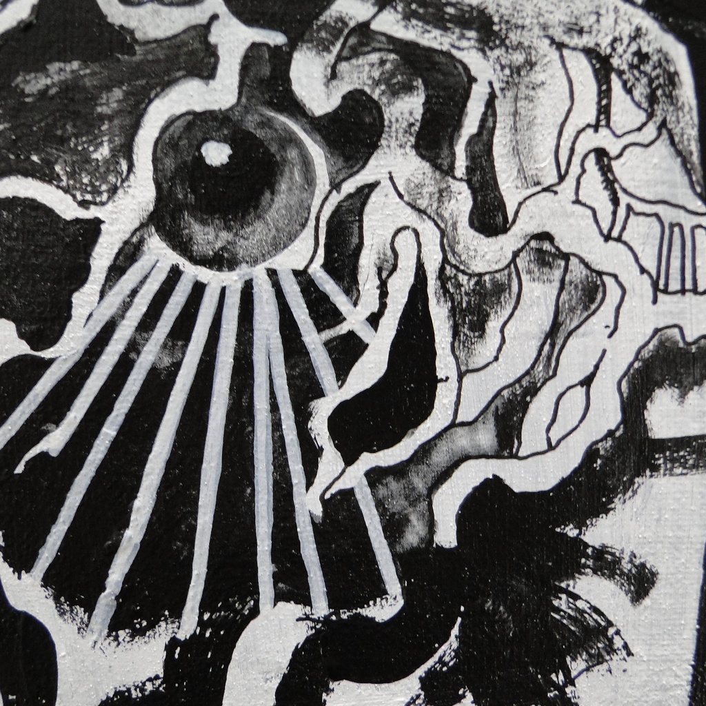 ゾンビのグラフィティアート 原画 絵画 キャンバス画 人物画 モンスター モノクロ