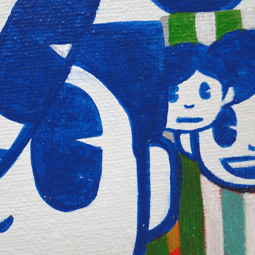 青い少年のグラフィティアート 原画 絵画 キャンバス画 人物画 アクリル画