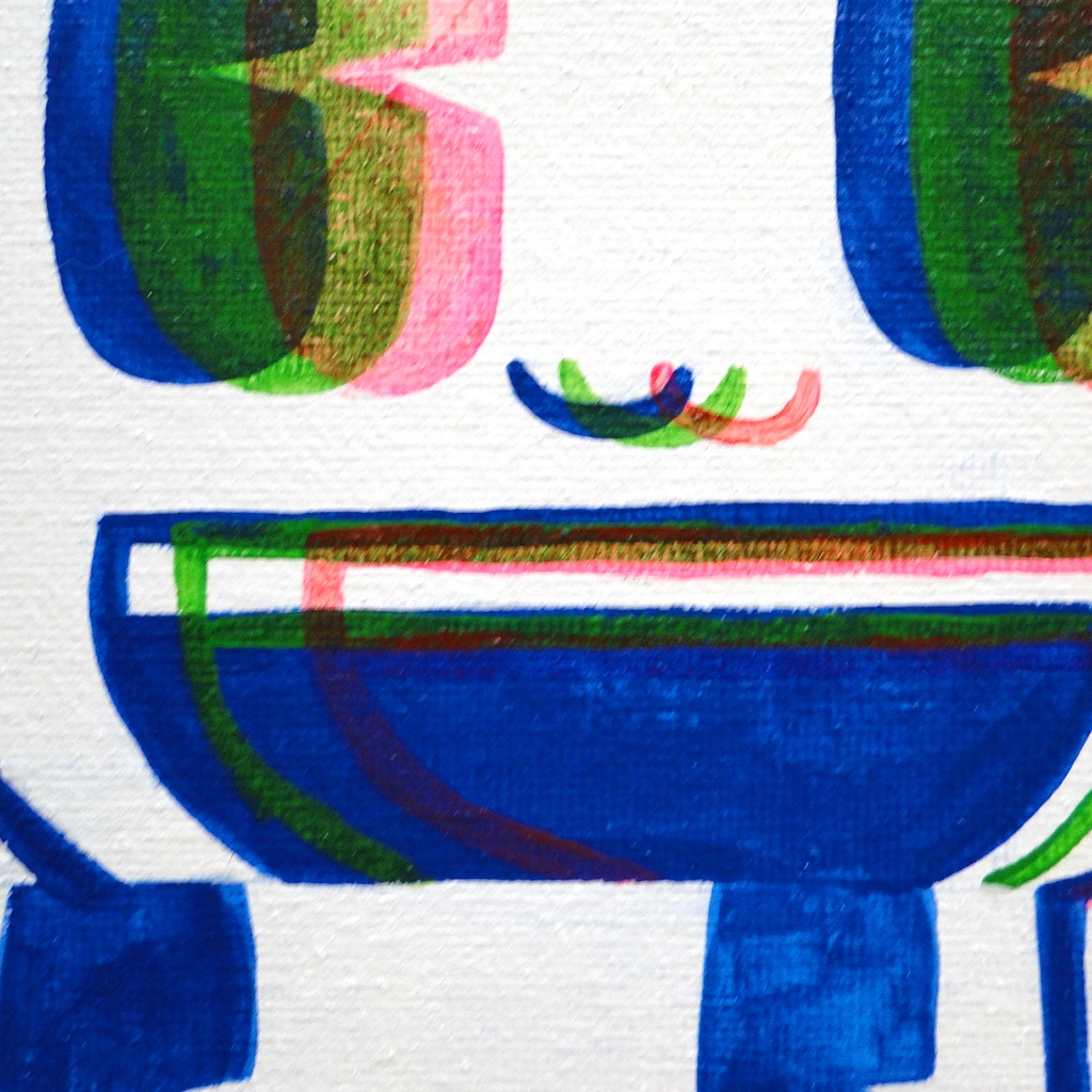 青い少年のグラフィティアート 原画 絵画 キャンバス画 人物画 アクリル画