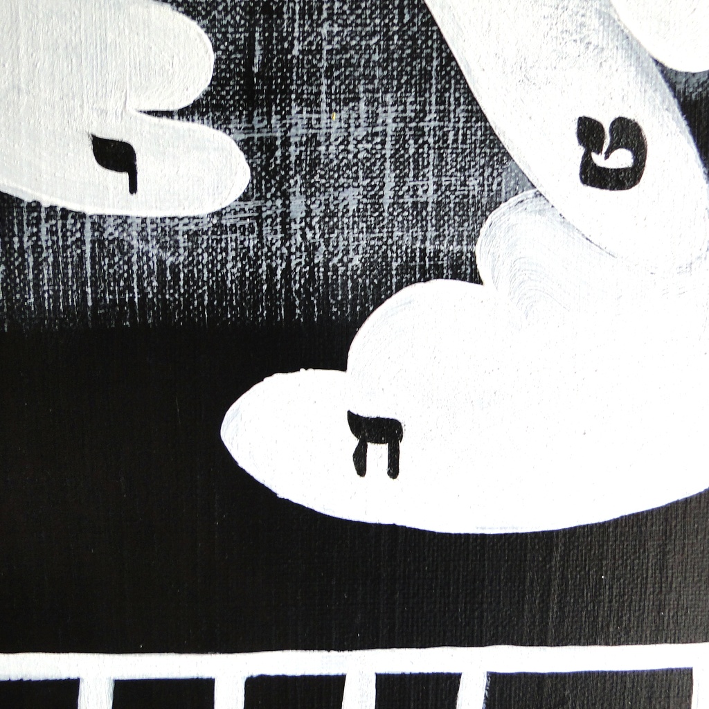 天使のグラフィティアート 原画 絵画 キャンバス画 モノクロ 翼 一点もの