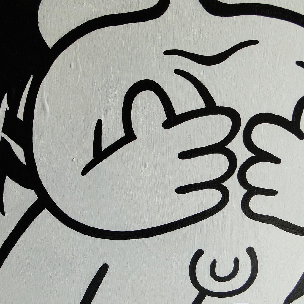 モンスターのグラフィティアート 原画 絵画 木製パネル モノクロ 一点もの