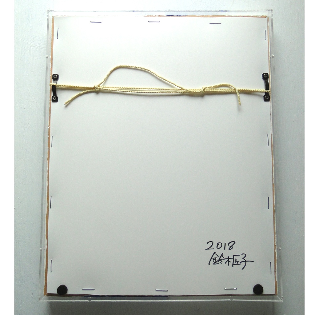 脳・心臓・脊髄の青い絵画 アート 原画 アクリルフレーム 理科 科学 ペン画