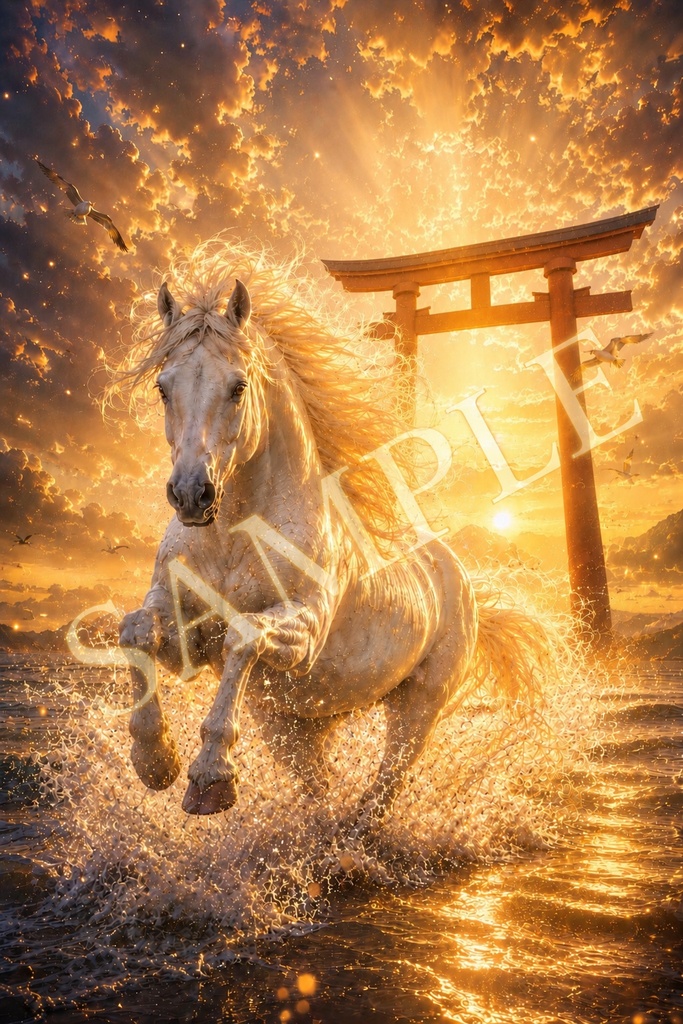 神馬降臨アート｜開運・成功運・浄化の白馬 スピリチュアルデジタルアート