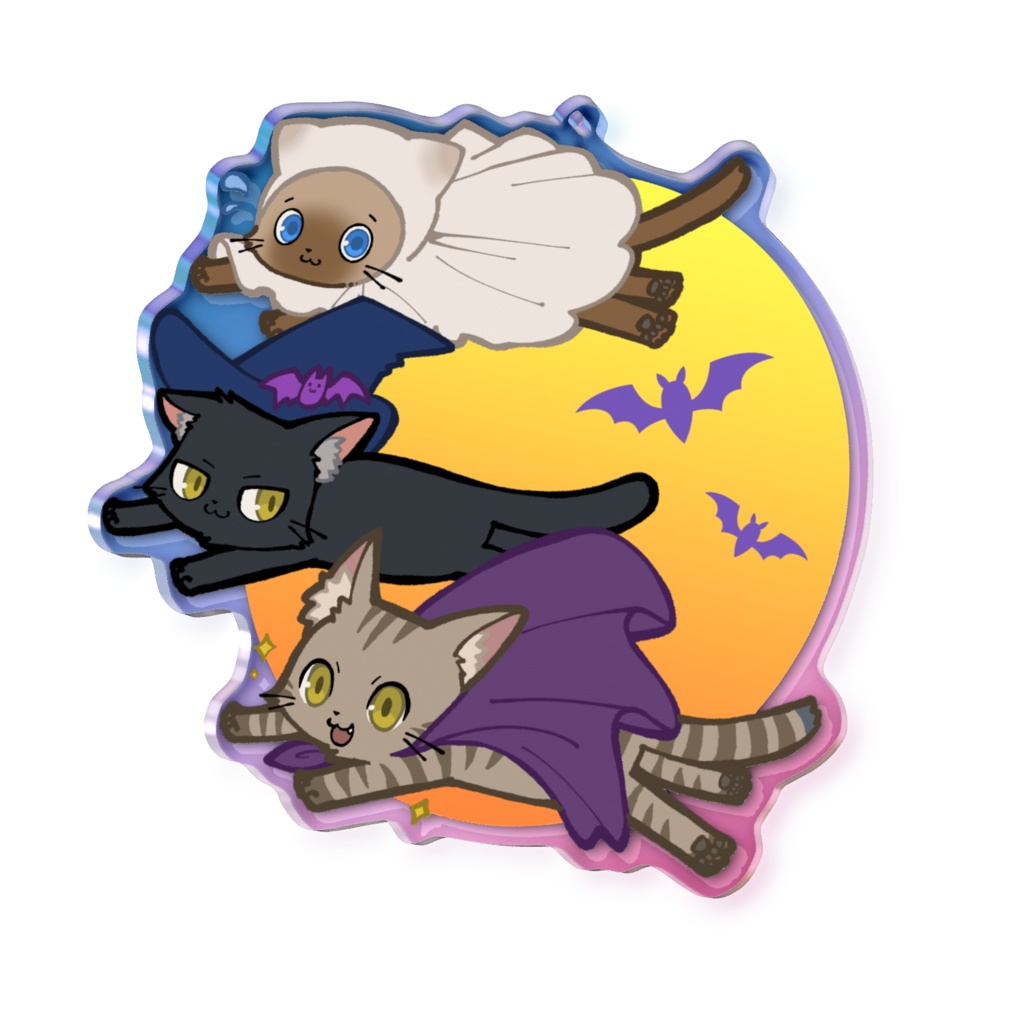 こんニャンず 蝙蝠と元気なオーロラアクキー