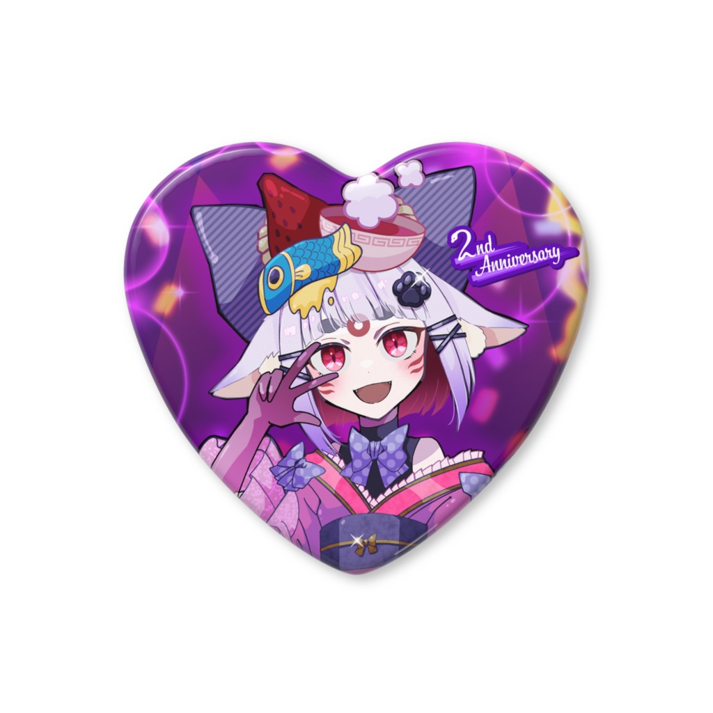 ２周年記念　アイドルこんちゃんハート缶バッジ