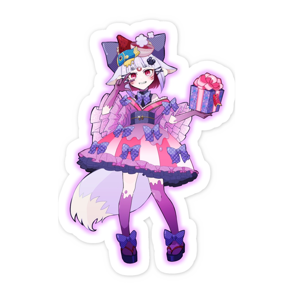 ２周年記念　アイドルこんちゃんニンマリステッカー