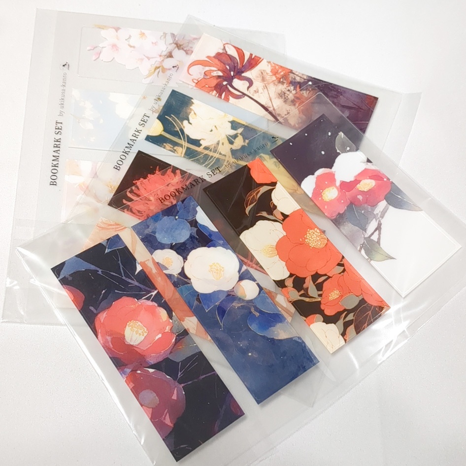 クリアしおりセット（桜・彼岸花・椿）