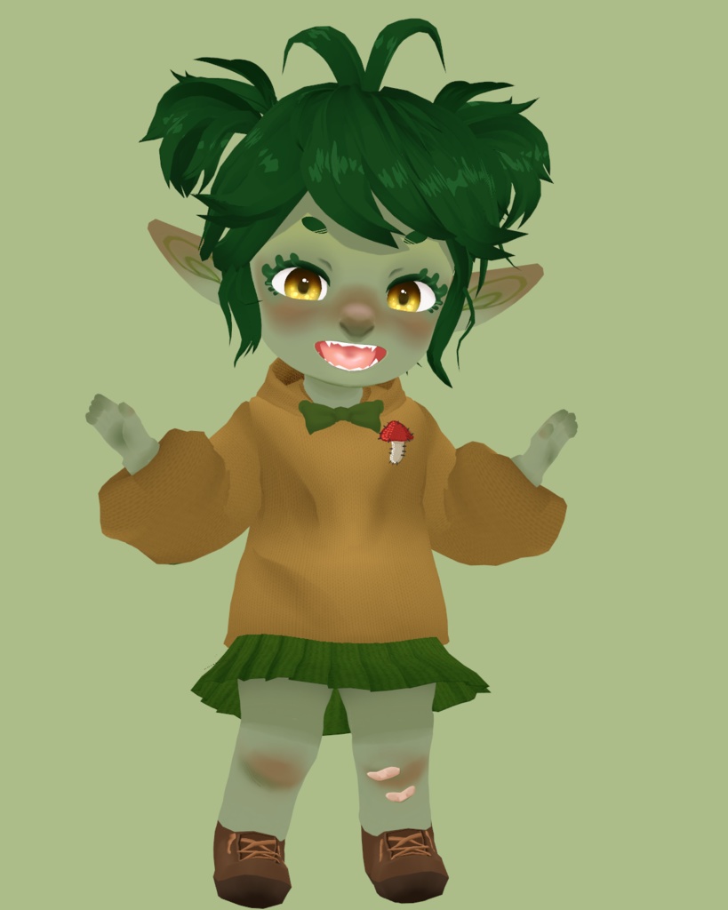 Fee the Goblin - 3D Chibi Avatar & Hairstyle | ゴブリンの女の子 フィ - 3D ちびアバターそして髪のプリセット