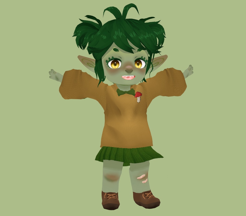 Fee the Goblin - 3D Chibi Avatar & Hairstyle | ゴブリンの女の子 フィ - 3D ちびアバターそして髪のプリセット