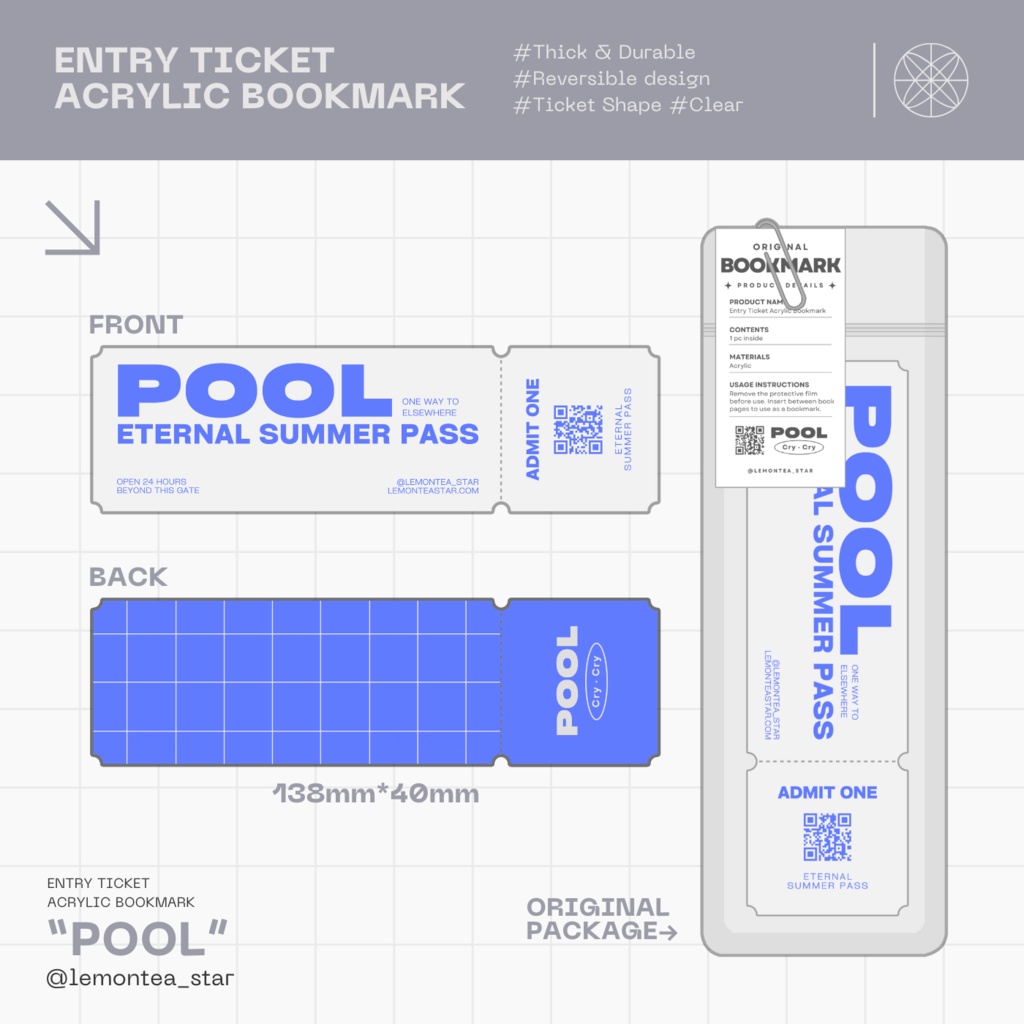 “POOL” Acryl Bookmark