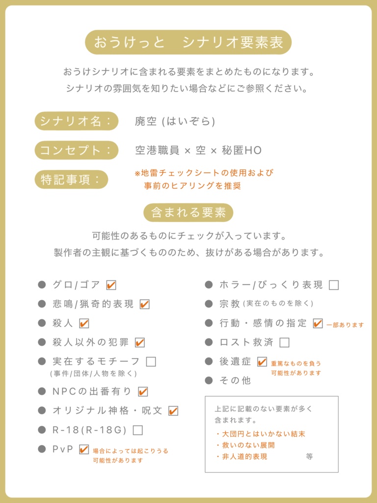 ※事前情報のみ 廃空【クトゥルフ神話TRPG】