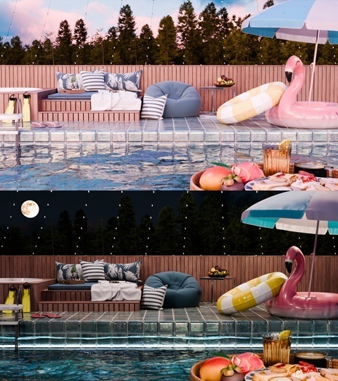 [배경 화면-영상형] Twinkle Pool (with anmated video / 3 Moods）