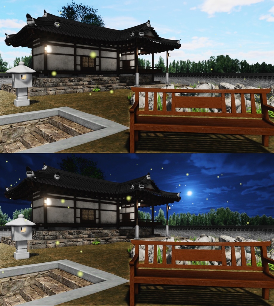 [Warudo BiRP/environment] Korean Hanok ver.2 (2 Skyboxes)