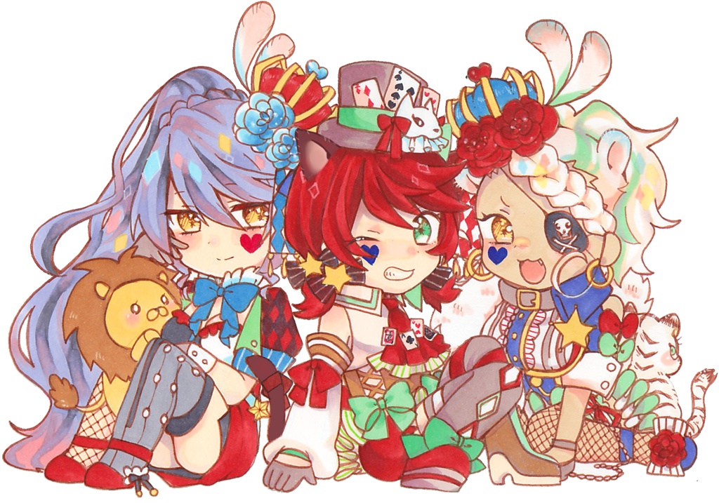 Majestic×Clown　猛獣使い組（キュキュ×イリア×ベルベット）　アクリルキーホルダー