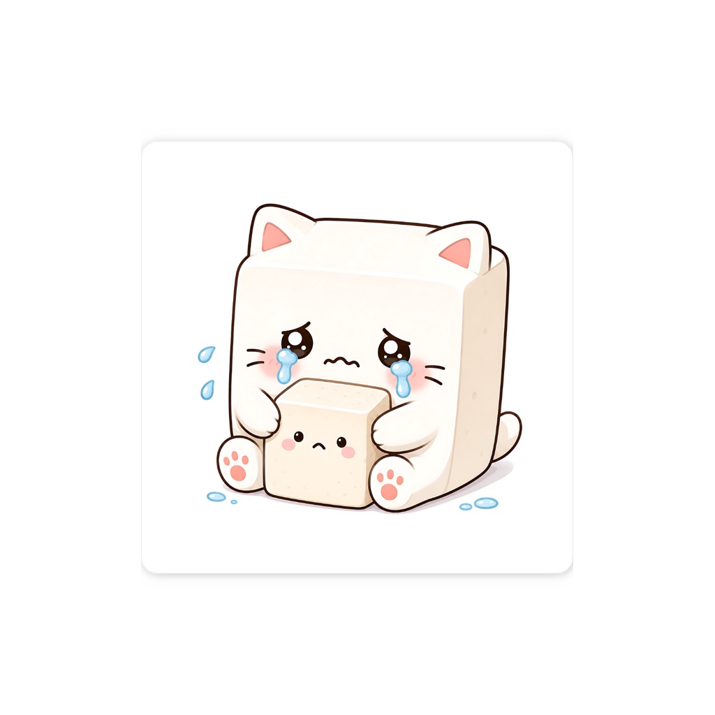 豆腐猫が泣いて豆腐を抱きしめる