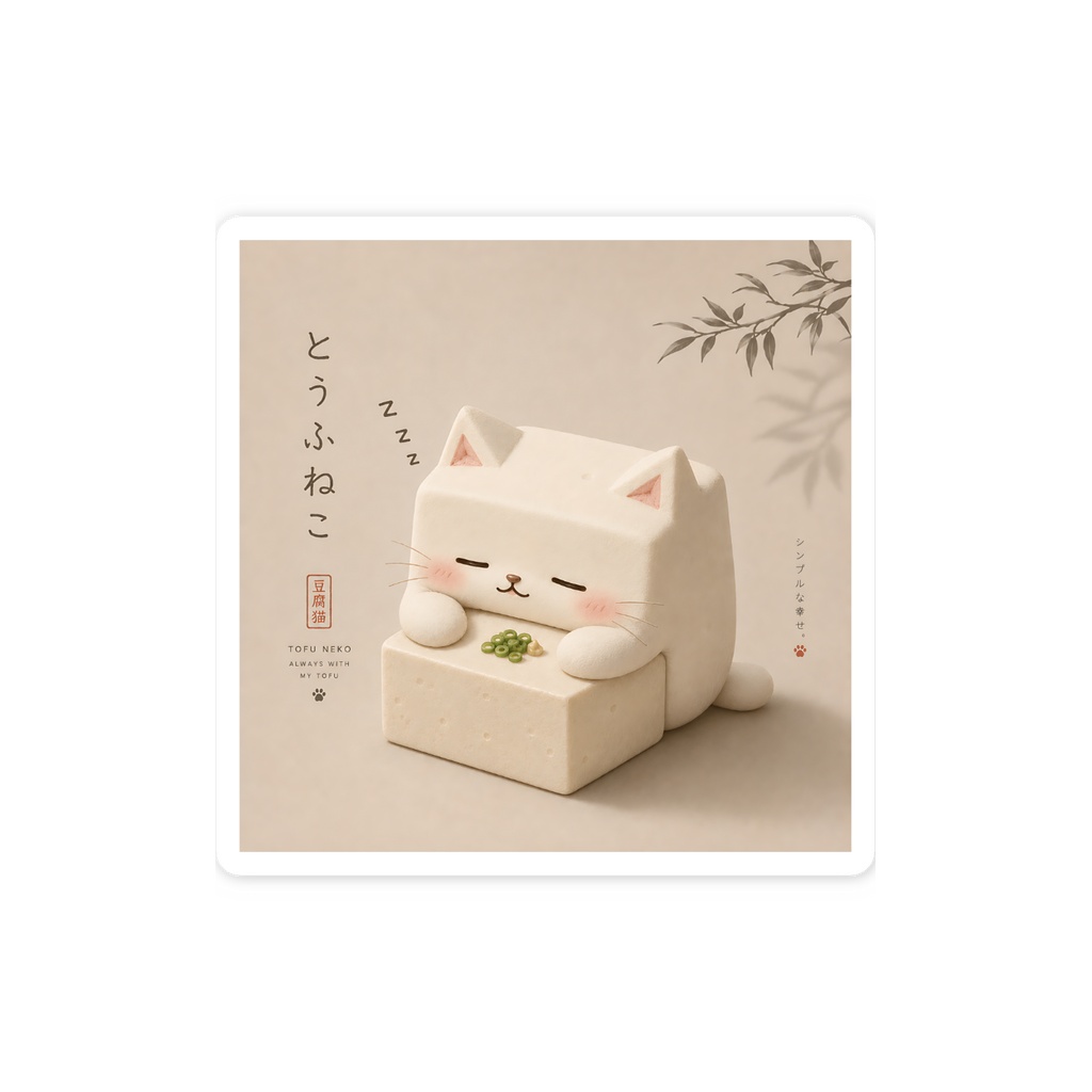 豆腐にかわいい豆腐猫