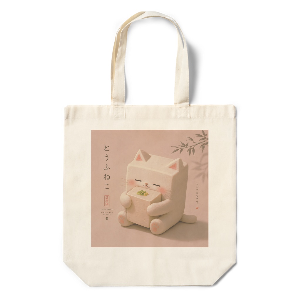 かわいい豆腐猫が豆腐を抱きしめる