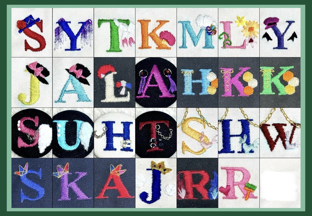 【KOP】イニシャル刺繍缶バッジ(現品のみ)