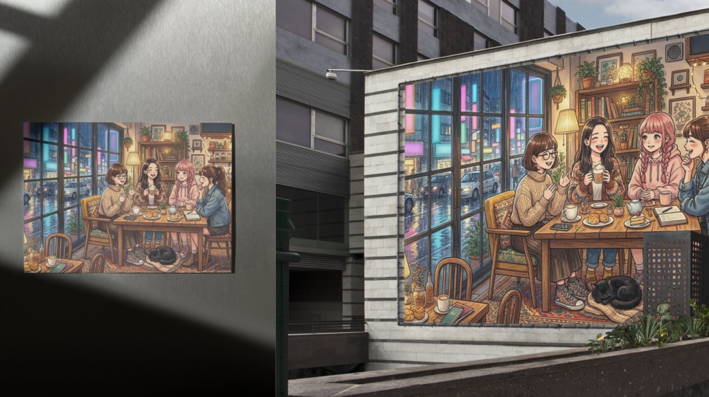 【商用利用可】雨の日のカフェテラス(Cozy Rainy Cafe) 高画質デジタル壁紙・背景素材セット(2K/4K)