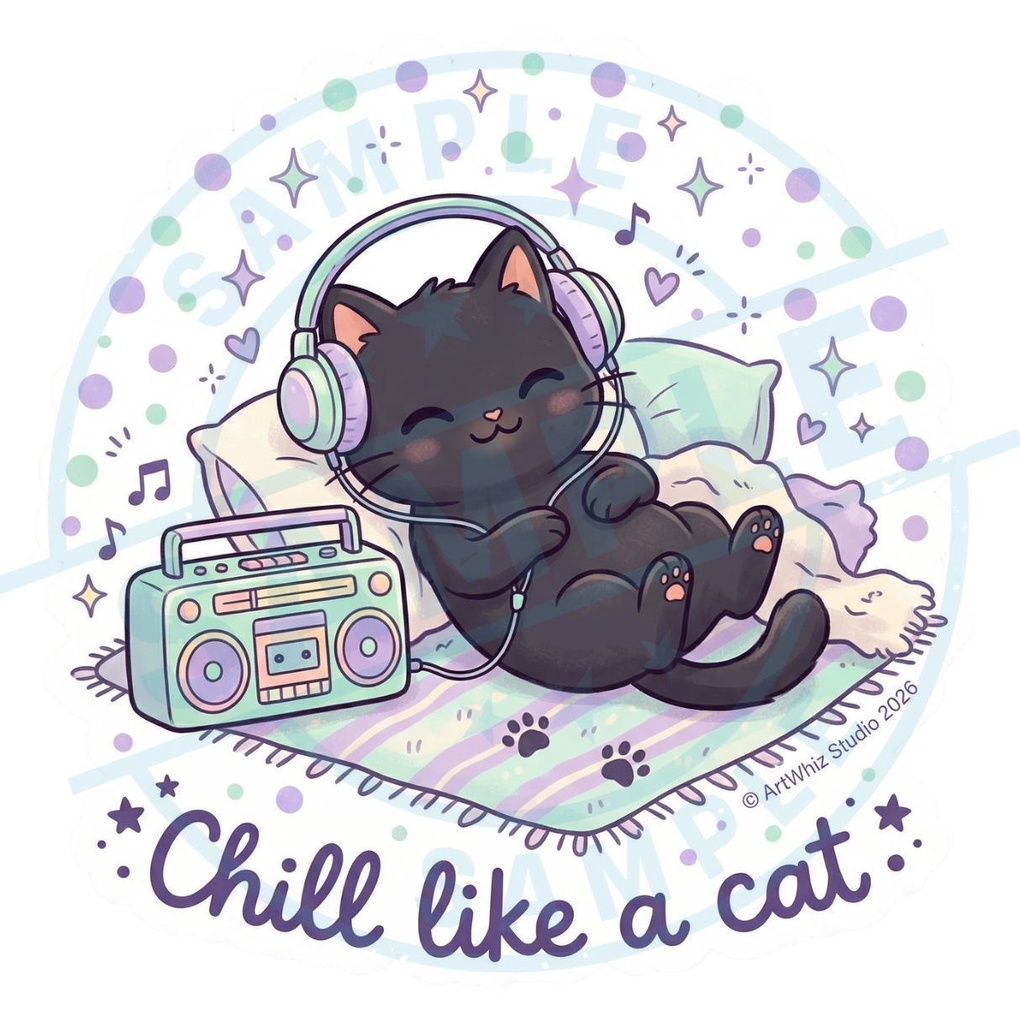 【黒猫シリーズ】猫みたいにくつろごう。癒やしの黒猫ステッカー