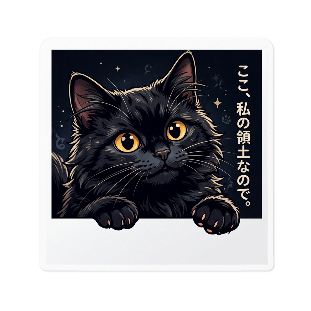 【黒猫シリーズ】ここ、私の領土なので。ひょっこり長毛黒猫ステッカー