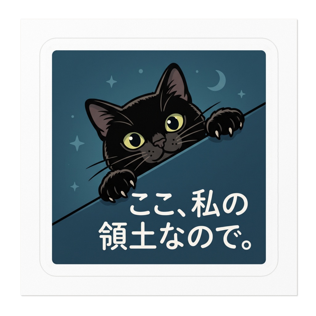 【黒猫シリーズ】ここ、私の領土なので。夜空と月夜のシックな黒猫ステッカー