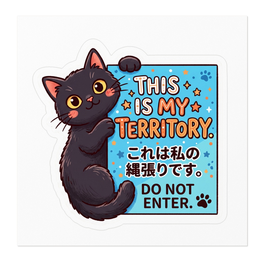 【黒猫シリーズ】THIS IS MY TERRITORY. 立ち入り禁止風の英語黒猫ステッカー
