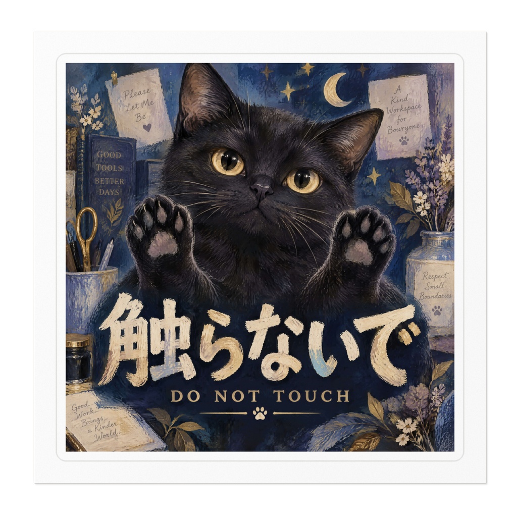 【黒猫 SIGNATURE】触らないで(DO NOT TOUCH) 展示品・コレクション用マナーステッカー