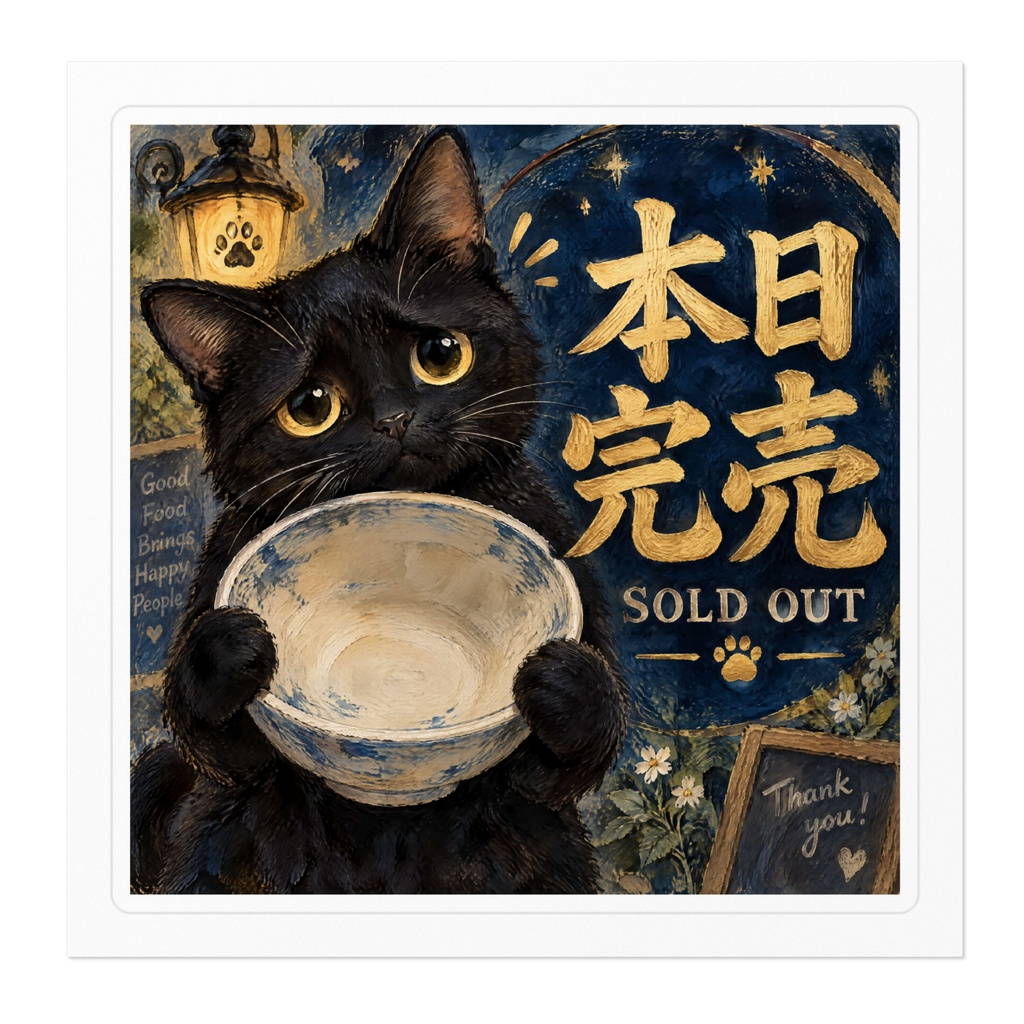 【黒猫 SIGNATURE】本日完売(SOLD OUT) 飲食店・ショップ用サインステッカー