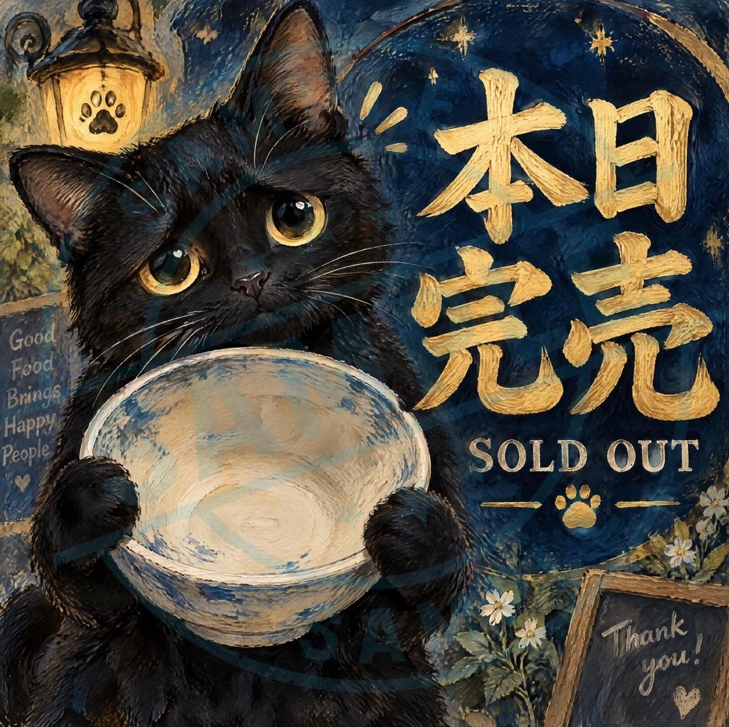 【黒猫 SIGNATURE】本日完売(SOLD OUT) 飲食店・ショップ用サインステッカー