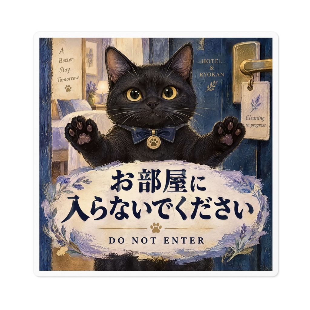 【黒猫 SIGNATURE】お部屋に入らないでください(DO NOT ENTER) ホテル・客室用ドアステッカー
