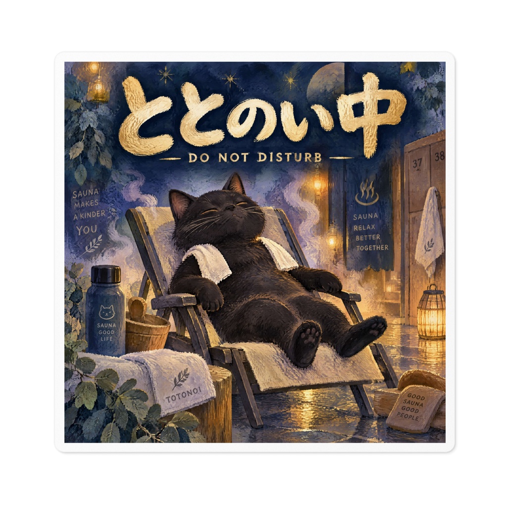 【黒猫 SIGNATURE】ととのい中(DO NOT DISTURB) サウナ・外気浴・ととのいステッカー