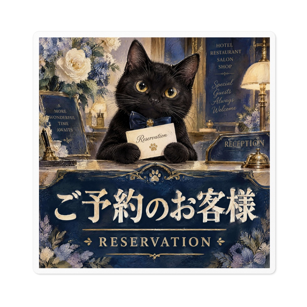 【黒猫 SIGNATURE】ご予約のお客様(RESERVATION) ホテル・サロン用受付ステッカー