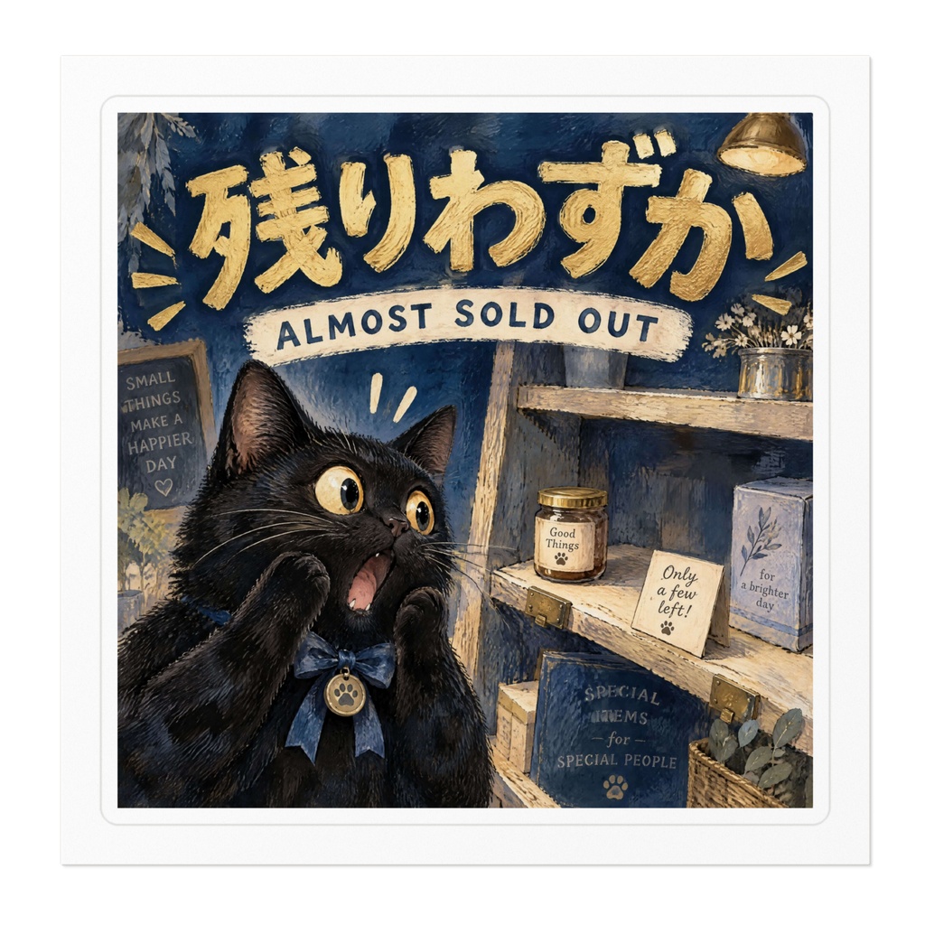 【黒猫 SIGNATURE】残りわずか(ALMOST SOLD OUT) 店舗・セール用販促ステッカー