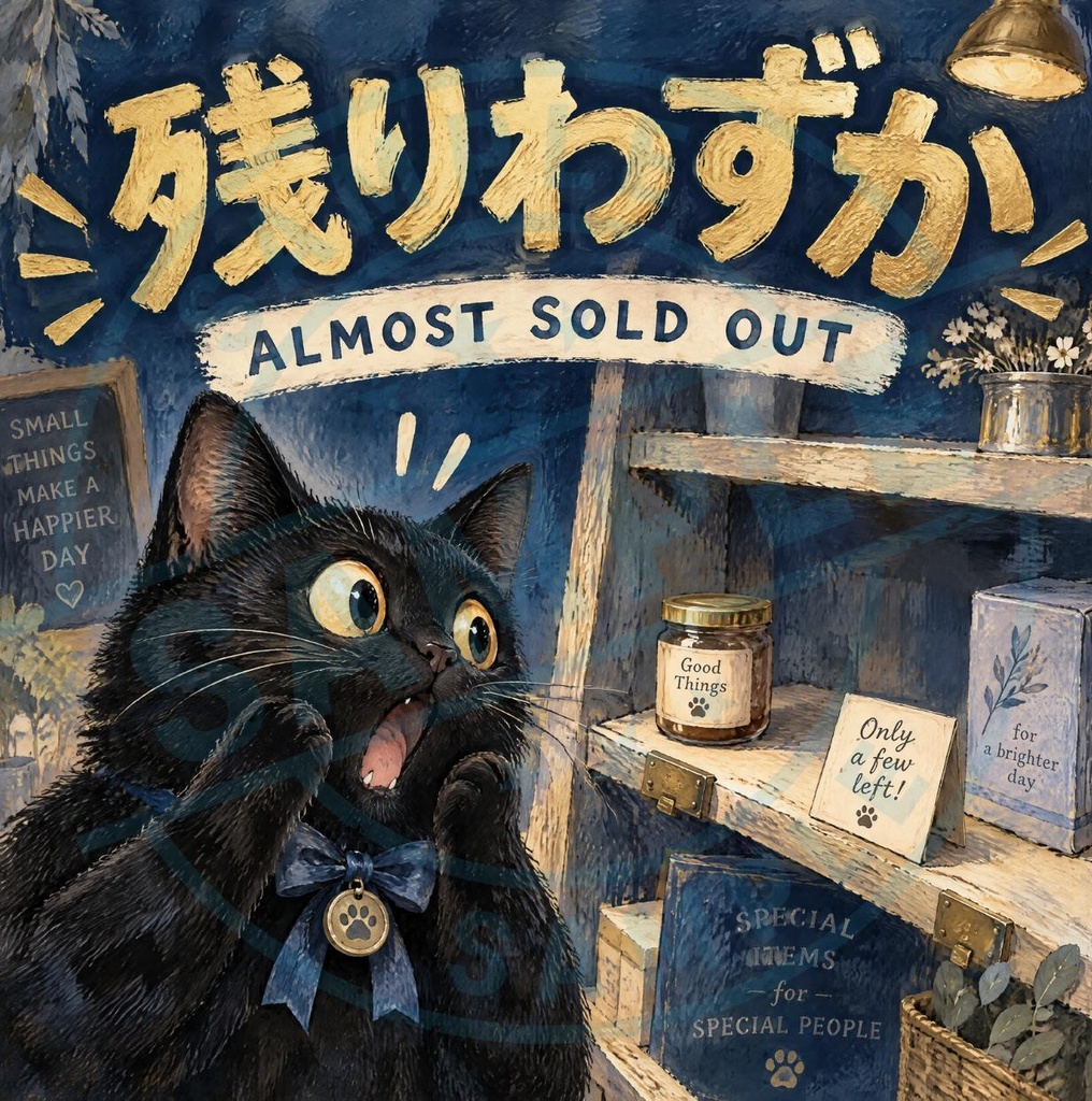 【黒猫 SIGNATURE】残りわずか（ALMOST SOLD OUT） 店舗・セール用販促ステッカー