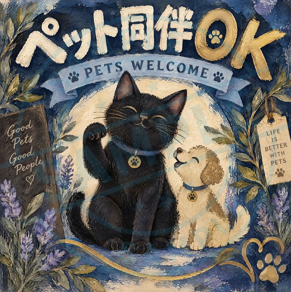 【黒猫 SIGNATURE】ペット同伴OK（PETS WELCOME） カフェ・テラス席用案内ステッカー