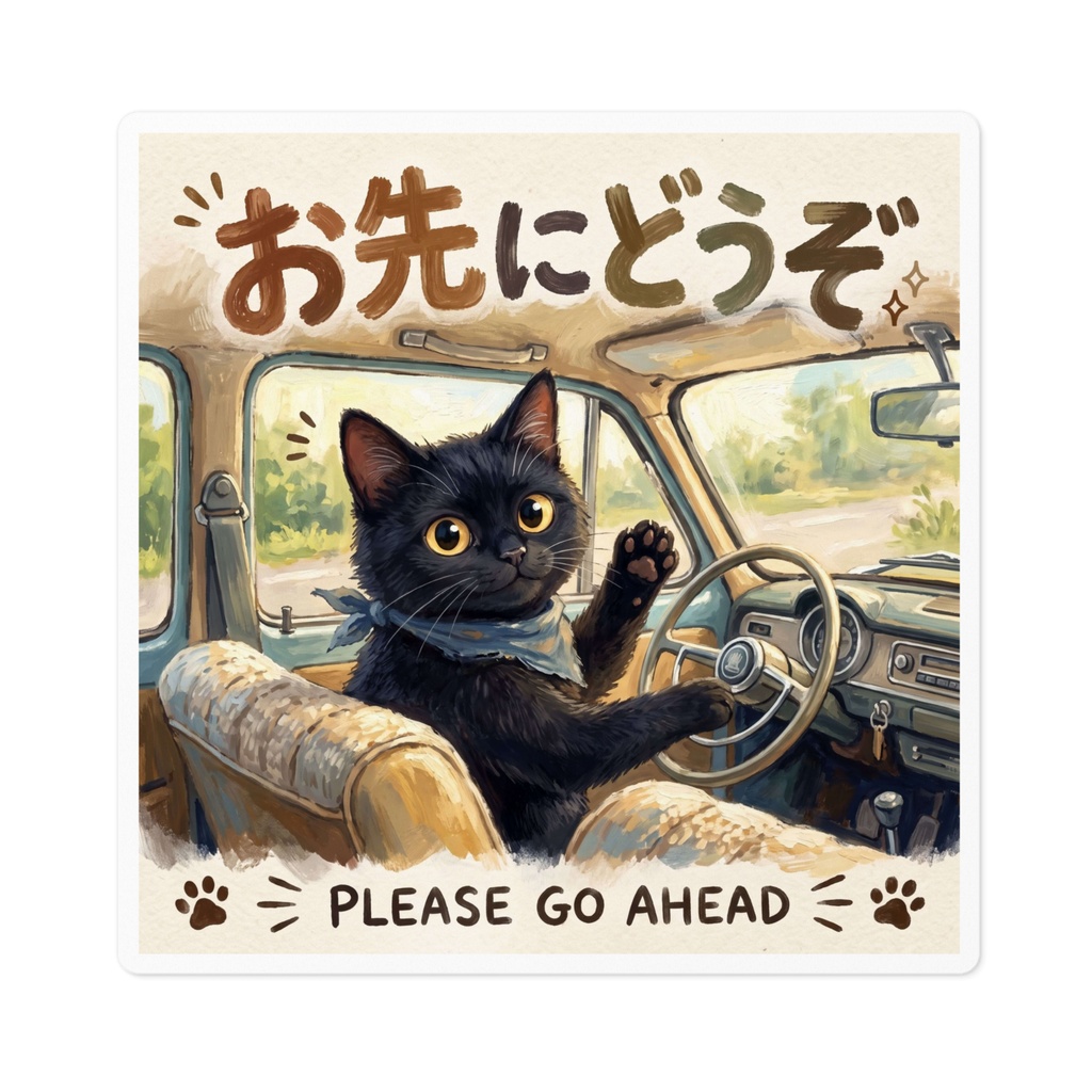 【黒猫 SIGNATURE】お先にどうぞ(PLEASE GO AHEAD) 車・リアガラス用カーステッカー