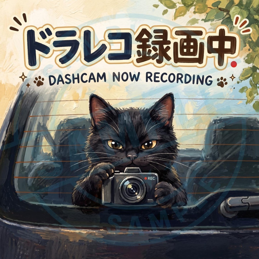 【黒猫 SIGNATURE】ドラレコ録画中（DASHCAM NOW RECORDING） 車・煽り防止カーステッカー