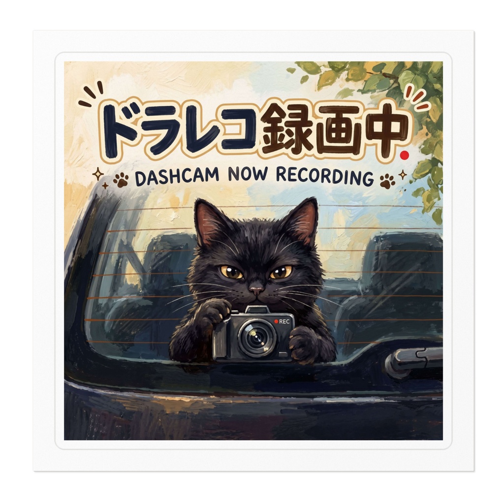 【黒猫 SIGNATURE】ドラレコ録画中(DASHCAM NOW RECORDING) 車・煽り防止カーステッカー